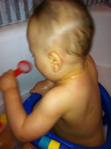 This boy is a bathwater drinking machine...