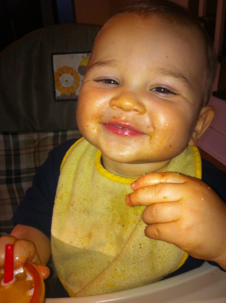 Look at that sweet smile...all those crumbs!