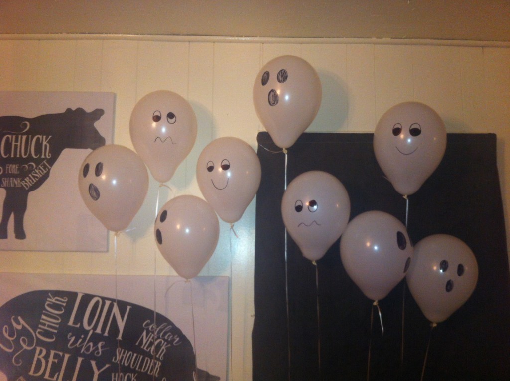 Ghost balloons...that later lost their fill and ended up floating on the table