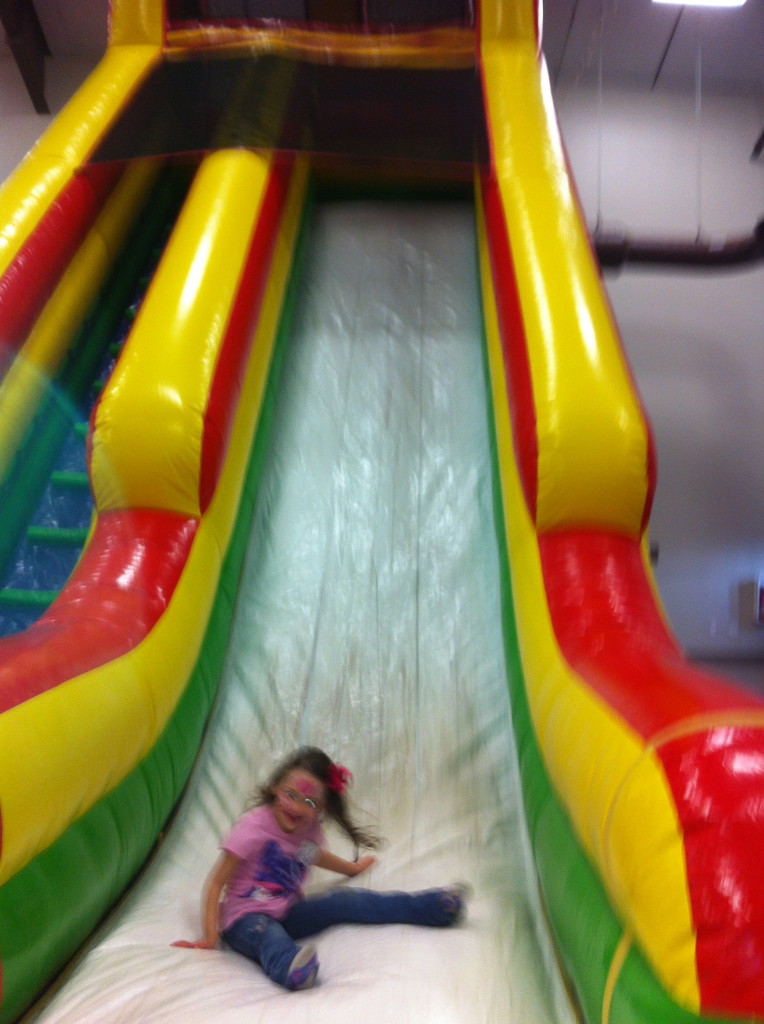AND, went down this HUGE slide, all by herself!