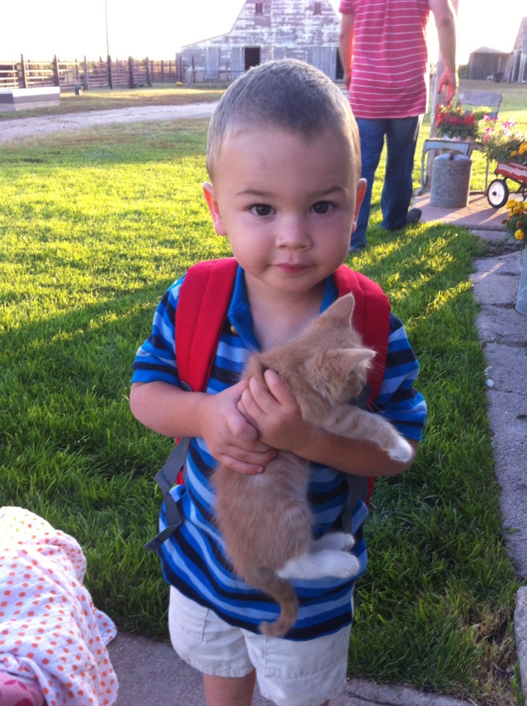 This boy LOVES his kitty!