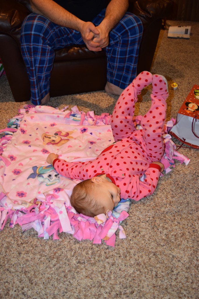Sayble LOVED the blanket Sawyer made for her...